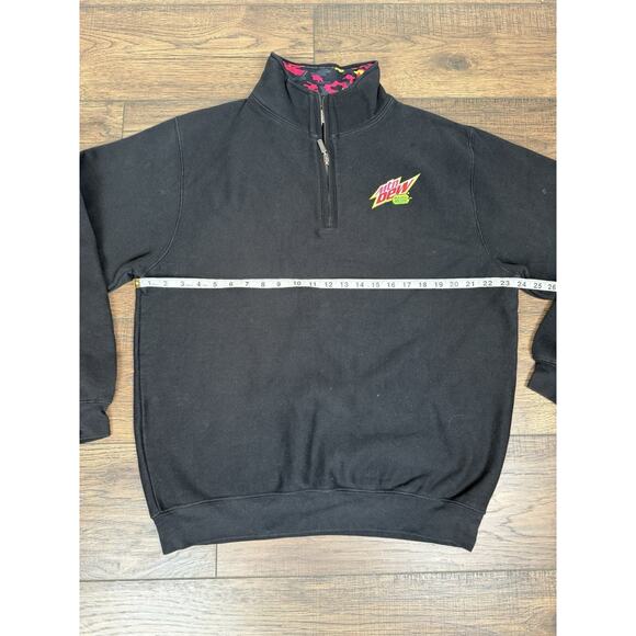 Mountain Dew Major Melon Sweater Pullover Mens Large Black Logo Half Zip Promo - Picture 5 of 6